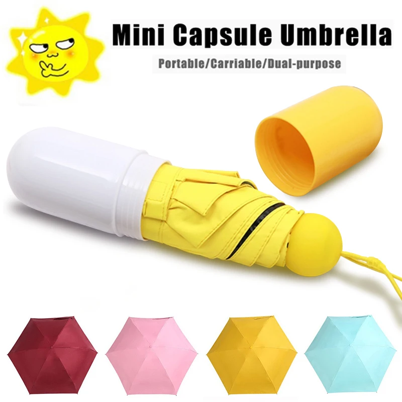 

Mini Capsule Women Umbrella Five-foldable Anti-UV Umbrella Windproof Folding Umbrellas Compact Rain Children Umbrellas