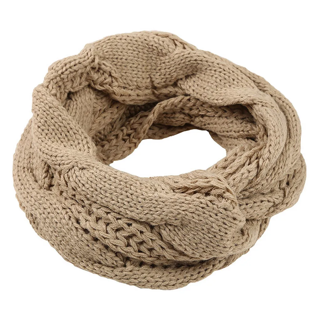 Зимний женский вязаный шарф с крученым круглым кольцом, плотные теплые шарфы-снуды, женские шарфы с круглым вырезом, женские аксессуары