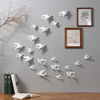 

Creative European Ceramic 3D Birds Wall Hanging Simulation Murals Simple Wall Background Home Furnishing Crafts Wall Decoration