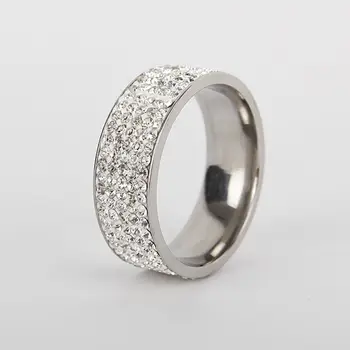 Women Men Luxury Stainless Steel Ring Crystal Rhinestone Wedding Engagement Ring Band Fashion Jewelry Size 7-12 1