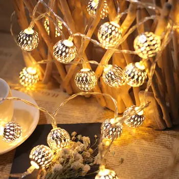 

20LEDs Bar Solar String Lights Moroccan Ball Orb Outdoor Waterproof LED String Light Garden Birthday Event Party Decor Lights