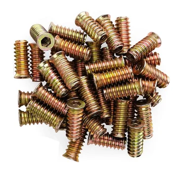 

100 Pieces of 1/4inch -20x15mm Nut Thread Wood Core Bolt Fastener Joint Hexagon Socket Drive Suitable for Wood Furniture