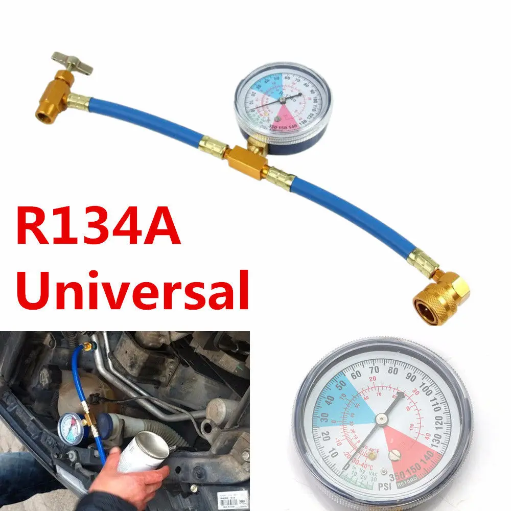 Auto Accessory 1/4`` SAE R134A to R12/R22 A/C Refrigerants Recharge Hose Charging Pipe with Gauge