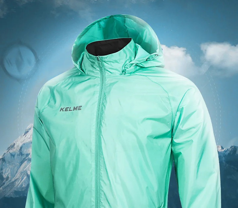 KELME männer Trainings Jacke Kid Fußball Sport Lauf Jacke Versteckte Hoodie Winddicht Wasserdichte Outdoor Trainingsanzug 380324 – Detail 4