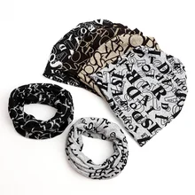 Модные женские зимние шапочки с буквенным принтом, кепка s, шарф, Чемо Шапочка-тюрбан, шея, обертка, теплая, для девушек, мужчин, повседневная шапка, шапка с отверстием для хвоста