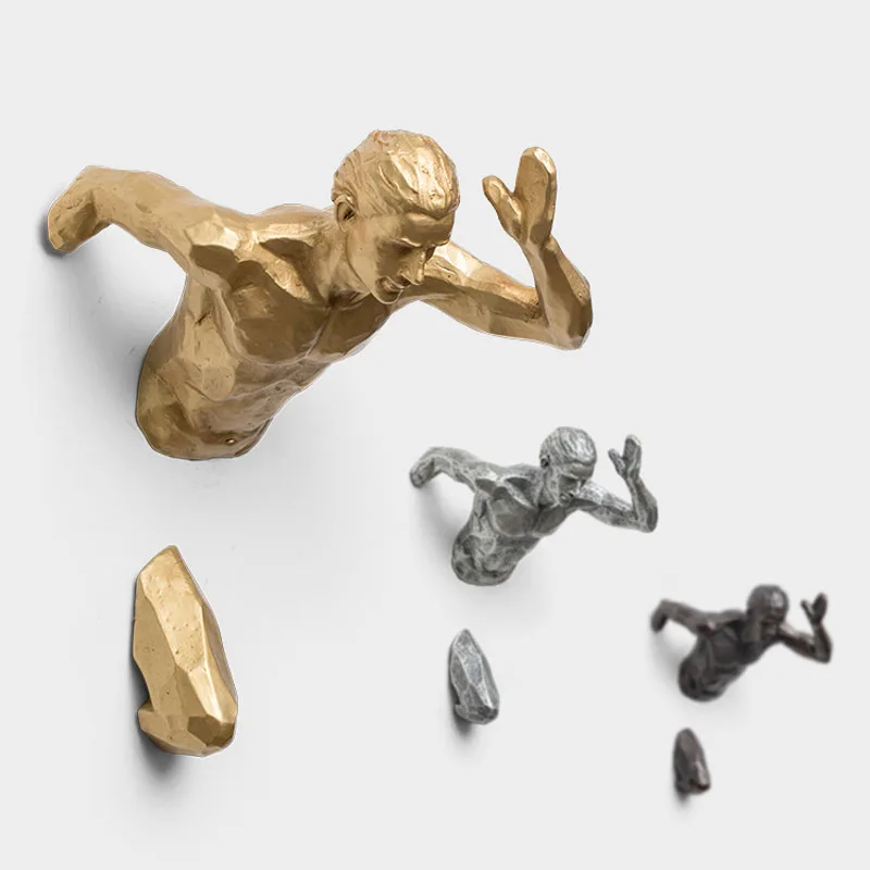 

Creative Running Sculpture Resin Art Statue Wall Hanging Decor Home Living Room Background Decoration Sports Man Figure Statue
