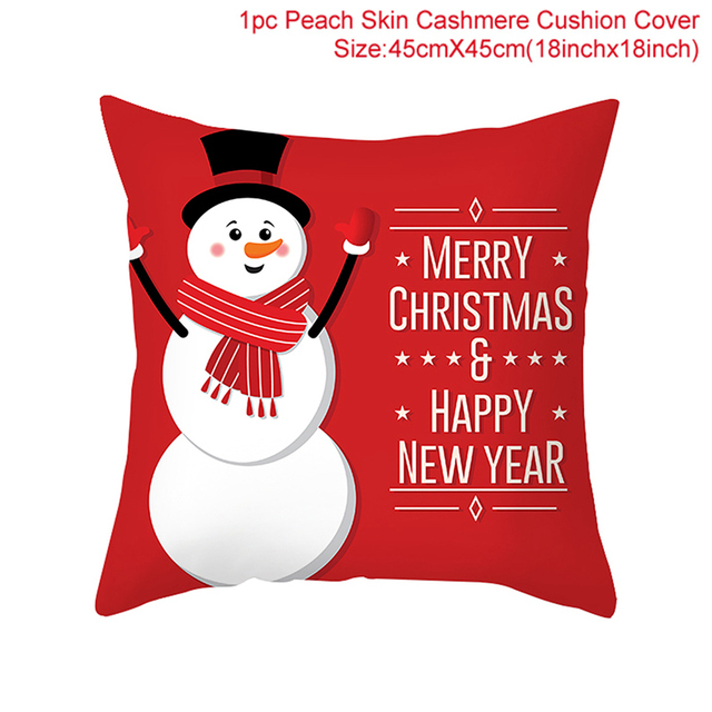 Cushion Cover Merry Christmas Decorations for Home 2021 Christmas Ornament Navidad Noel Xmas Gifts Happy New Year 2022