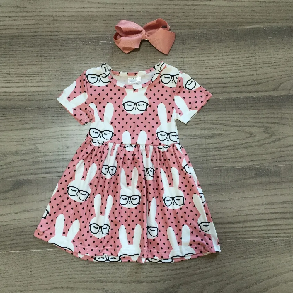 Summer Toddler Baby Kids Girl Dress Easter Cartoon Rabbit Bunny Tutu Dress A Line Dresses Party Cotton Clothes