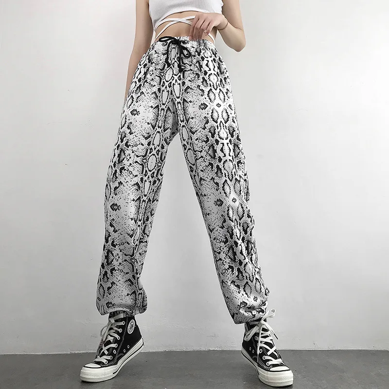 

Women Sweatpants 2021 New Fashion Spring Autumn Serpentine Print High Waist Loose Corset Casual Pants Soft Drawstring Trousers