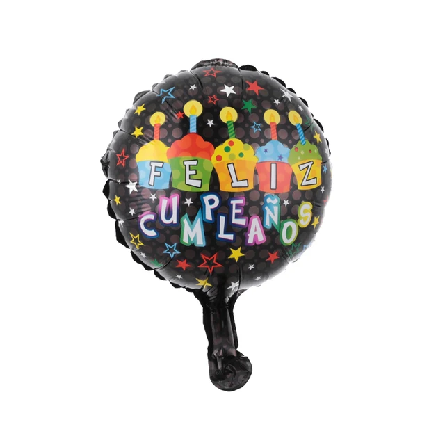 10pcs/lot 10inch Feliz Cumpleanos Spanish Happy Birthday Balloons Round Mylar Helium Balloon Happy Birthday Party Air Globos N2