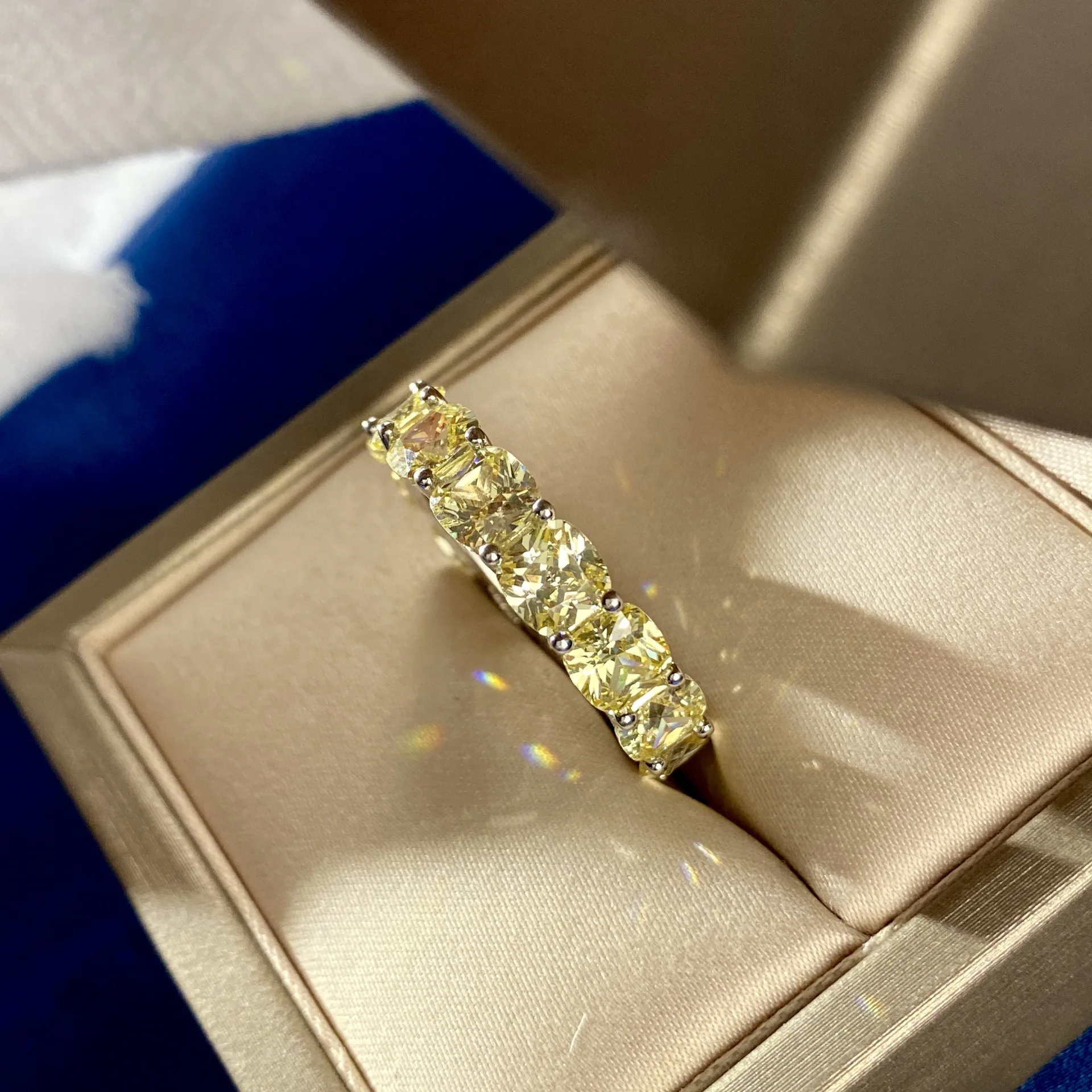 Wong Rain Classic 925 Sterling Silver Created Moissanite Diamonds Gemstone Wedding Band Engagement Ring Fine Jewelry Wholesale 4