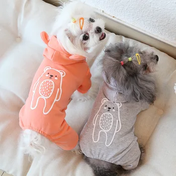 

Cute Bear Dog Jumpsuit Pajamas Winter Warm Small Dog Cat Coat Jacket Chihuahua Shirt Hoodie Clothes For Pitbull