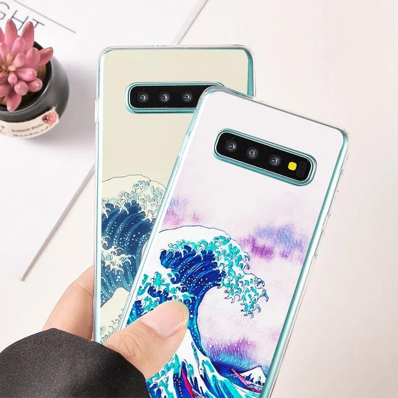 

Cover For Samsung Galaxy S 9 8 Plus Phone Case For Samsung Note 8 S 7 Edge Soft Silicone The Great Wave off Kanagawa Cases