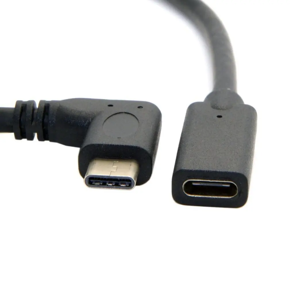 0,3 метров Реверсивный дизайн type C USB 3,1 90 градусов папа-USB-C Женский удлинитель для передачи данных