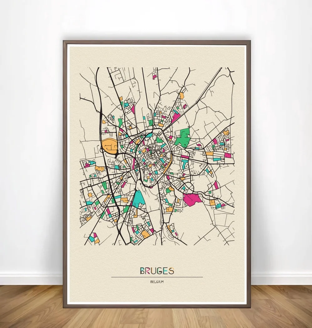 Bronx Brooklyn Bruges Brussels Bucharest Budapest цветные карты города постер холст печать настенный