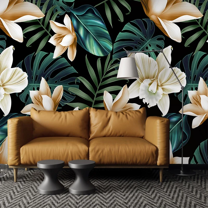 Mural 3D de pared Pintura Flores y hojas tropicales Floral MURALES 3D DE PARED Naturaleza OUTLET PRIMAVERA