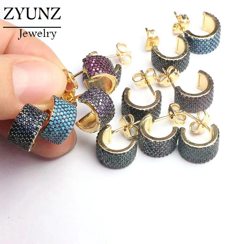 

4 пары, круглые серьги-гвоздики с микро-инкрустацией из фианита золотого цвета, модные женские Геометрические серьги с кубическим цирконием для женщин