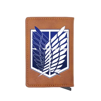 

High Quality Attack on Titan Printing RFID Blocking Men's Credit Card Holder Leather Bank Card Wallet Case Protection Purse