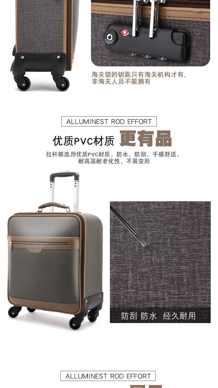 Business Travel Trolley 16-Inch Boarding Bag Universal Wheel Men's Travel Lugguge 20-Inch Leather Suitcase Small Luggage 18 a Ge