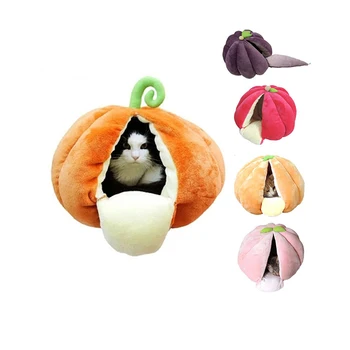 

Dog Cat House Cute Fruit Pumpkin Cave Mat Winter Nest Soft Pet Kennel Sleeping Bed Thicken Warm Foldable Pet Kennel Dog Supplies