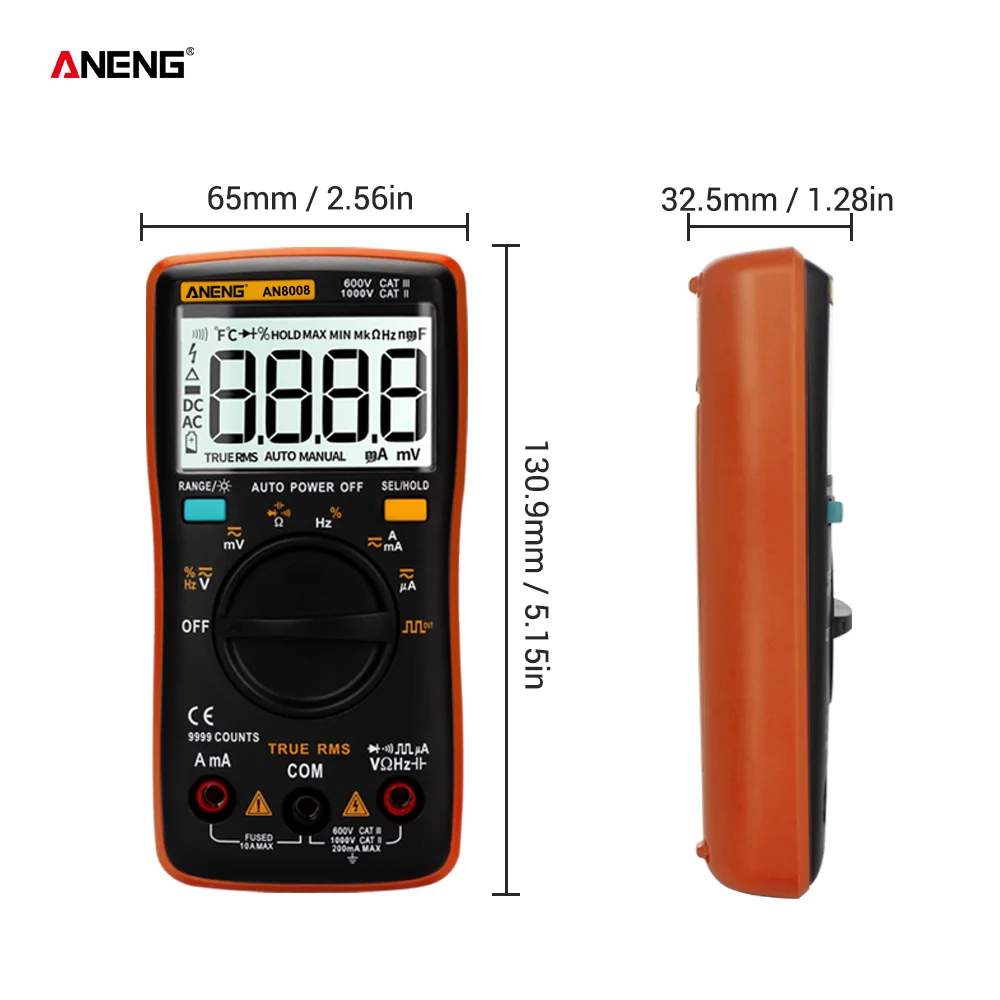 ANENG AN8008 Digital Multimeter 9999 Counts Transistor True RMS Tester rm409b Auto Electrical Testers Voltage capacitor Meters
