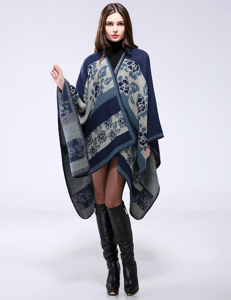 Европейский и американский стиль, женская осенняя и зимняя теплая кашемировая шаль, накидка, компьютерная вязка - Цвет: 5