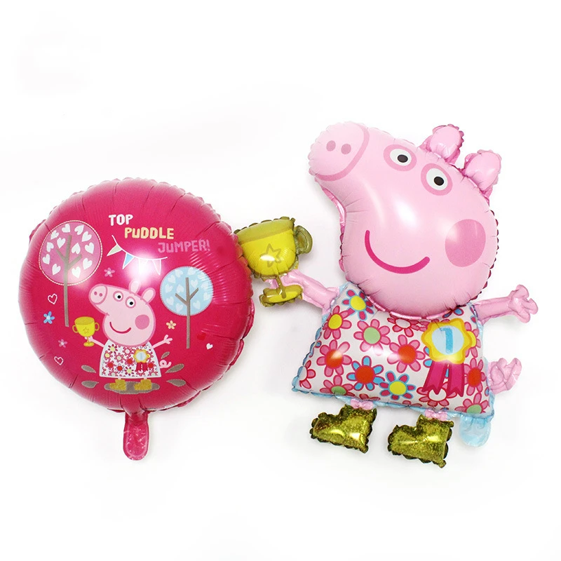 

Cartoon champion Paige pig aluminum membrane balloon children birthday party decorating shop decoration activities Zhu Peiqi
