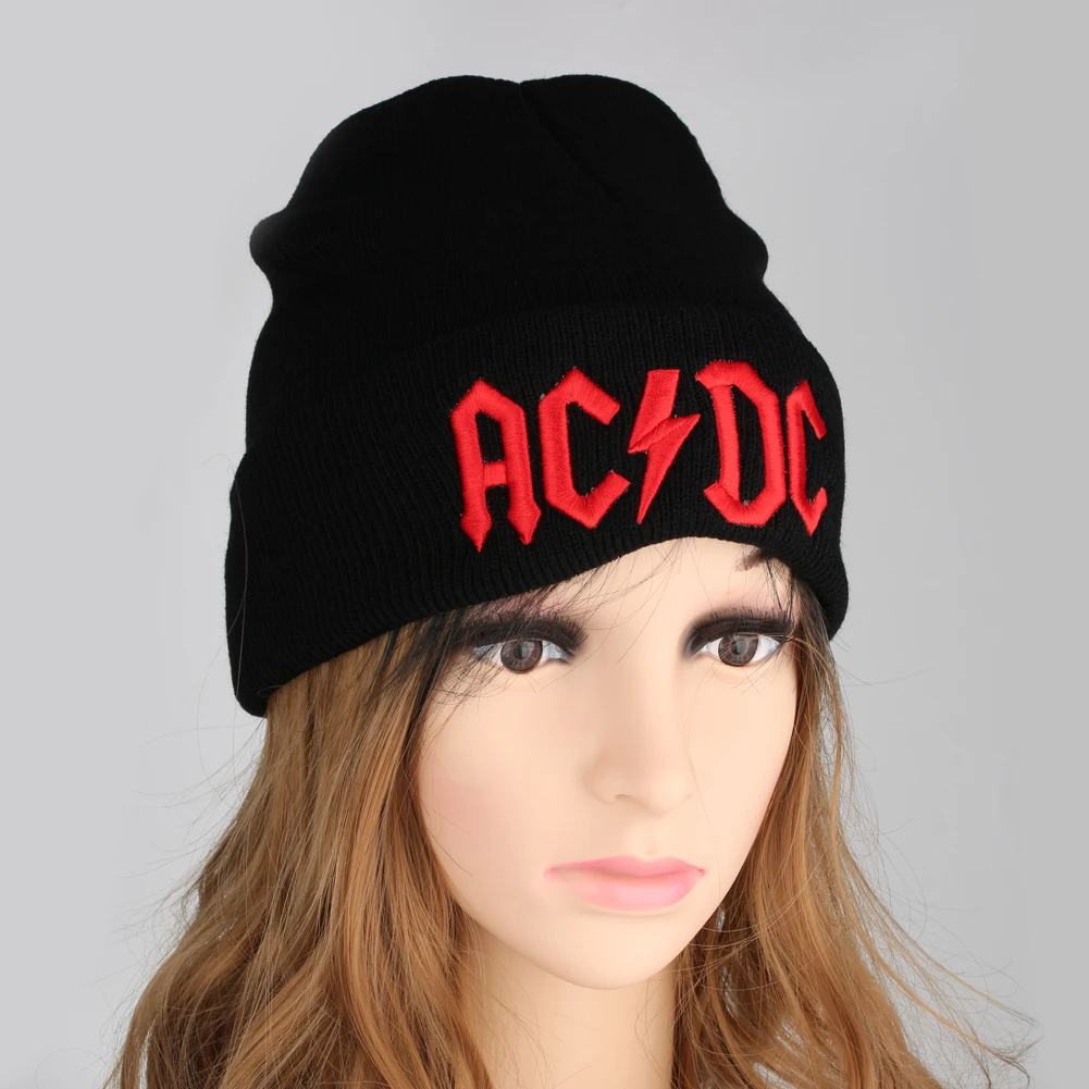 Мужская шапка K Pop ACDC Черная шапка Skullies зимние шапки Повседневная Вышивка унисекс Bonnets Skullcap мешковатые крючком Твердые Gorro элегантные