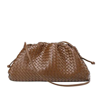 

Genuine Leather Women's Bags New Ladies handbag Clip Dumpling Messenger Bag Woven Cloud shoulder bag GN-SB-bzjzxk