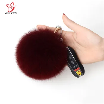 

Hot Sale 100% Fox Fur Ball Keychin Handbag Ring Plush Porte Clef Natural Fox Fur Ornament 14cm Hairball Pendant L#32