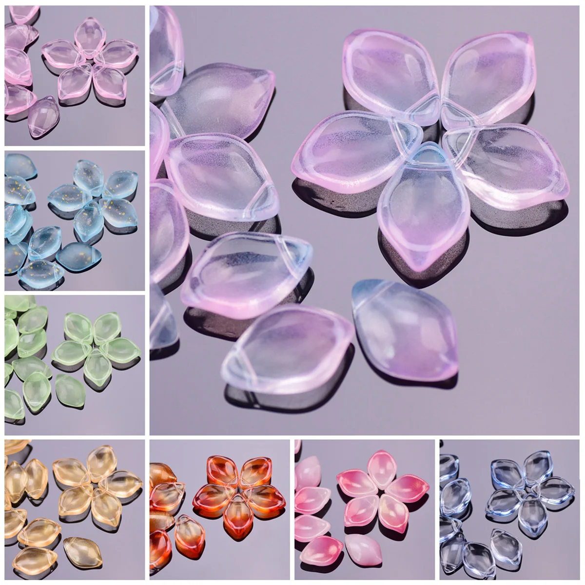 10pcs 19x13mm Petal Shape Crystal Glass Loose Crafts Beads Top Cross Drilled Pendants for Earring Jewelry Making DIY Crafts