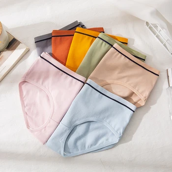 

Women Fashion Cotton Panties Soft Comfort Young Girls Briefs Lingerie Mid-waist Breath Pants Underwear Underpants XL #F