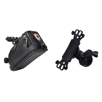 

1 Set Bike Saddle Bag with Tail Light Big Tail Bag & 1 Pcs Bike Phone Holder Mountain Road Mount Cradle