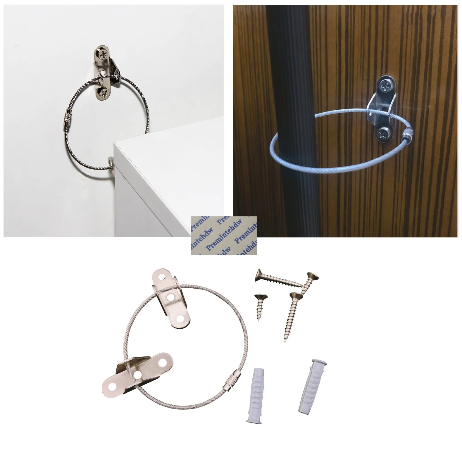 10Pcs Stainless Steel Wire Bracket Anti-Tip Furniture Anchor Straps Falling Prevention Kids Baby Protection