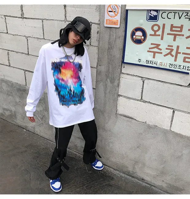 Description Picture 3 of itemHip Hop Men's Casual Pants Fashion High Street Vibe Ins Korean Design Flare Pants Male Joggers Streetwear Solid Black Gray