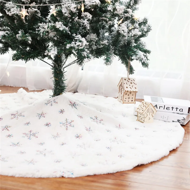 90/120 см белый коврик под рождественскую елку Мягкая юбка с вышивкой круглый напольный коврик год дома на открытом воздухе событие вечерние Декор
