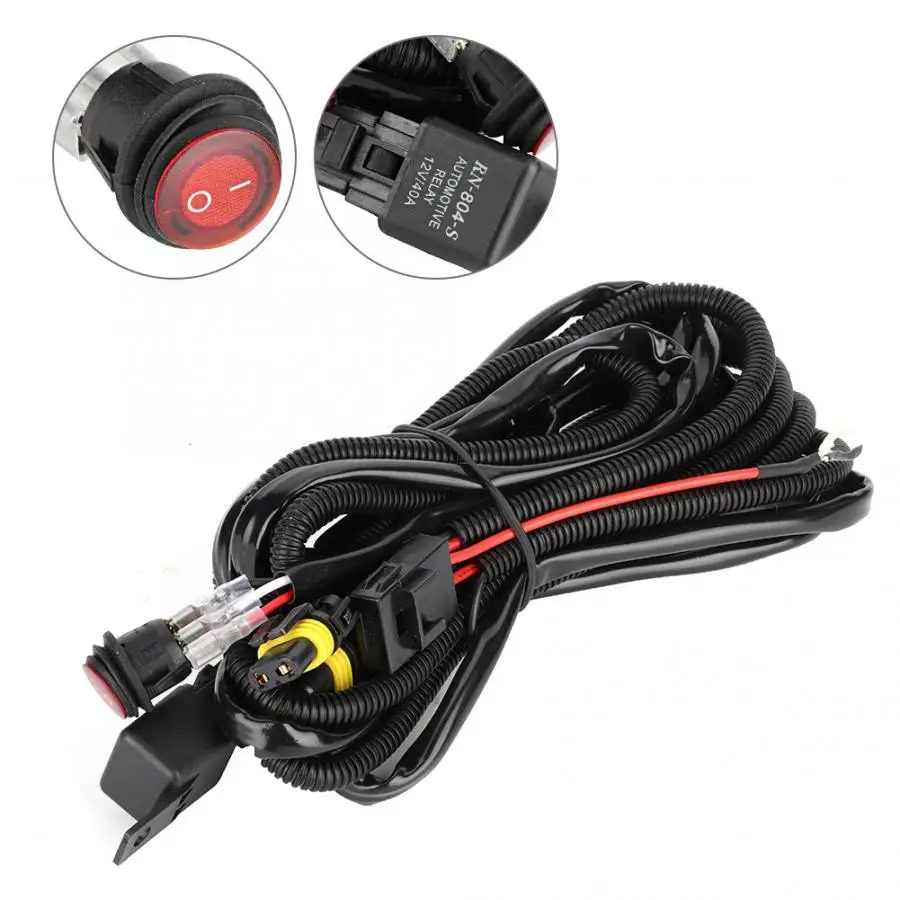 Car Auto Waterproof LED Fog Light Lamp On-Off Switch Wiring Harness Kit Modified Parts with 9005/9006 lamp socket | Автомобили и