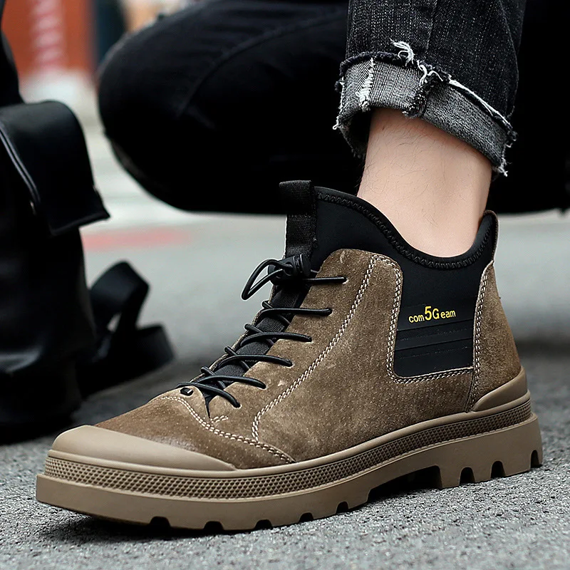 

Hight-top Warm MEN'S Shoes Autumn & Winter New Style Students Versatile Casual Martin Boots Men's Fashion Retro plus Cotton Boot