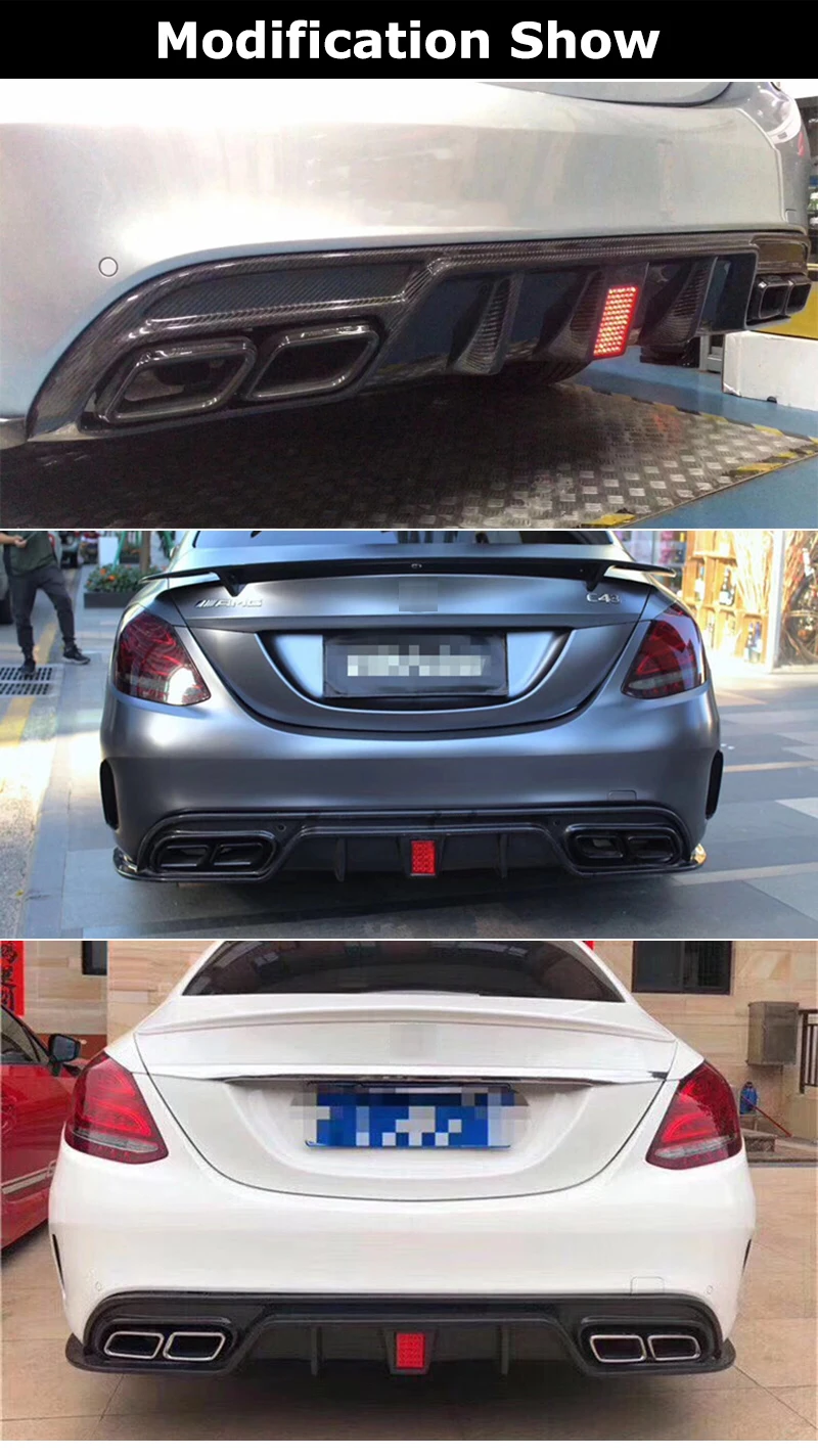W205 AMG стиль карбоновый задний бампер Лопата для губ Диффузор спойлер для BENZ C Class C180 C200L C300L C63