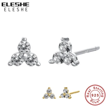 

ELESHE 925 Sterling Silver Stud Earrings with 14K Gold Plated Cubic Zirconia Lotus Flower Earrings for Women Engagement Jewelry