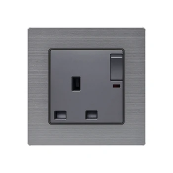 

KAMANNI UK standard Power Socket with LED light 13A Current Luxury 6 colors Metal aluminum panel Socket with switch