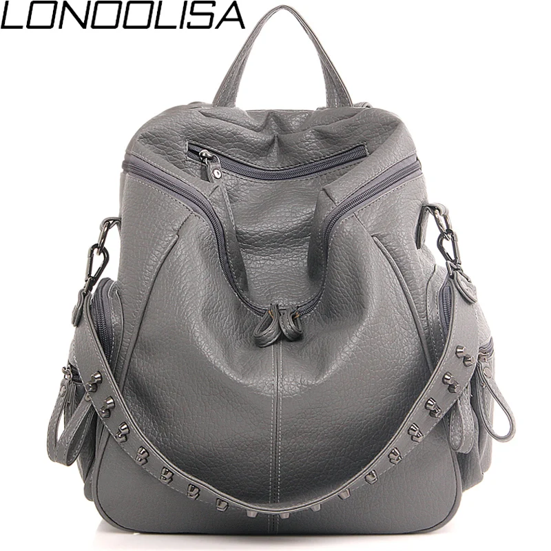 

3-in-1 Designe Backpack Shoulder Bag Women Preppy Bookbag Mochilas Rivet Backpack Large Capacity School Bags For Teenage Girls