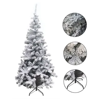 

6FT/7FT/8FT Snow Flocked Hinged Artificial Christmas Pine Tree Decoration Holiday with Metal Stand E2S