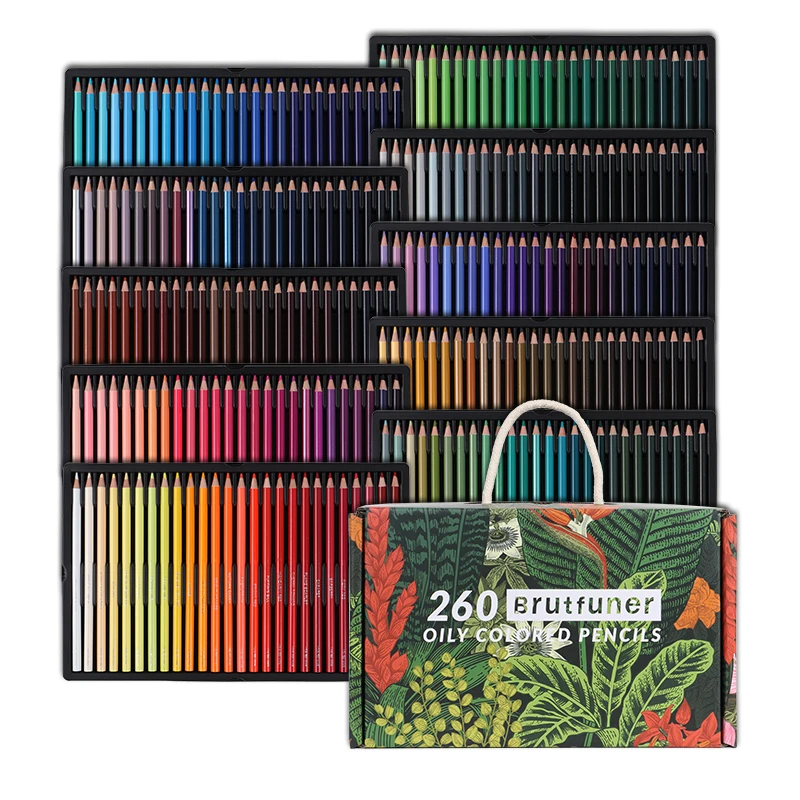 Brutfuner-Crayon de couleur professionnel à l'huile, 520/260 couleurs, en  bois, doux, interconnexion, crayon de couleur, pour l'école, pour croquis,  fournitures d'art - AliExpress