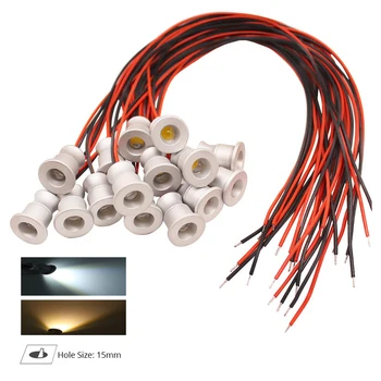 미니 LED 스포트 라이트 엄지 스포트라이트 램프 캐비닛 주변 조명, 1W DC12V IP65 10 개
