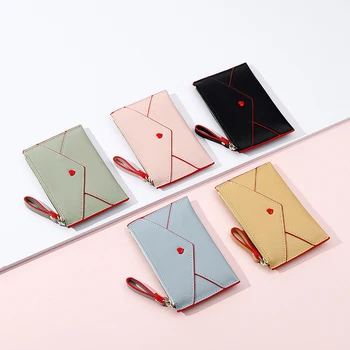 

Women's Wallet Mini Thin Slim Envelope Wallet Panelled Zipper Coin Purse Multi-card Slots Card Holder Multi-function Clutch Bag