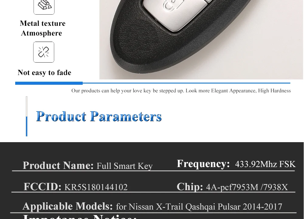 Keyforkess S180144102 2BTN 433.92MHz 4A pcf7953M chiave a distanza per auto per NISSAN x-trail Qashqai Pulsar 2014-2017 Smart Keyless Entry 11 Keyforkess S180144102 2BTN 433.92MHz 4A pcf7953M chiave a distanza per auto per NISSAN x-trail Qashqai Pulsar 2014-2017 Smart Keyless Entry - H8c7a4e1e6f784595ad83b212f85fa4dch