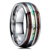 Bagues en titane et acier pour hommes, couleur violette, incrustation de coquille d'ormeau colorée, anneaux en acier inoxydable pour hommes, bijoux de mariage