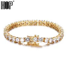 Хип-хоп 3 мм/4 мм/5 мм 1 ряд медный Теннисный Браслет Micro Pave кубический циркон золото Bling ювелирный браслет мужской 7 дюймов 8 дюймов