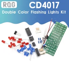 Kit de luces intermitentes de doble Color rojo y azul, Kit de luces estroboscópicas NE555 + CD4017, Kits de Práctica de Aprendizaje DIY, Suite electrónica